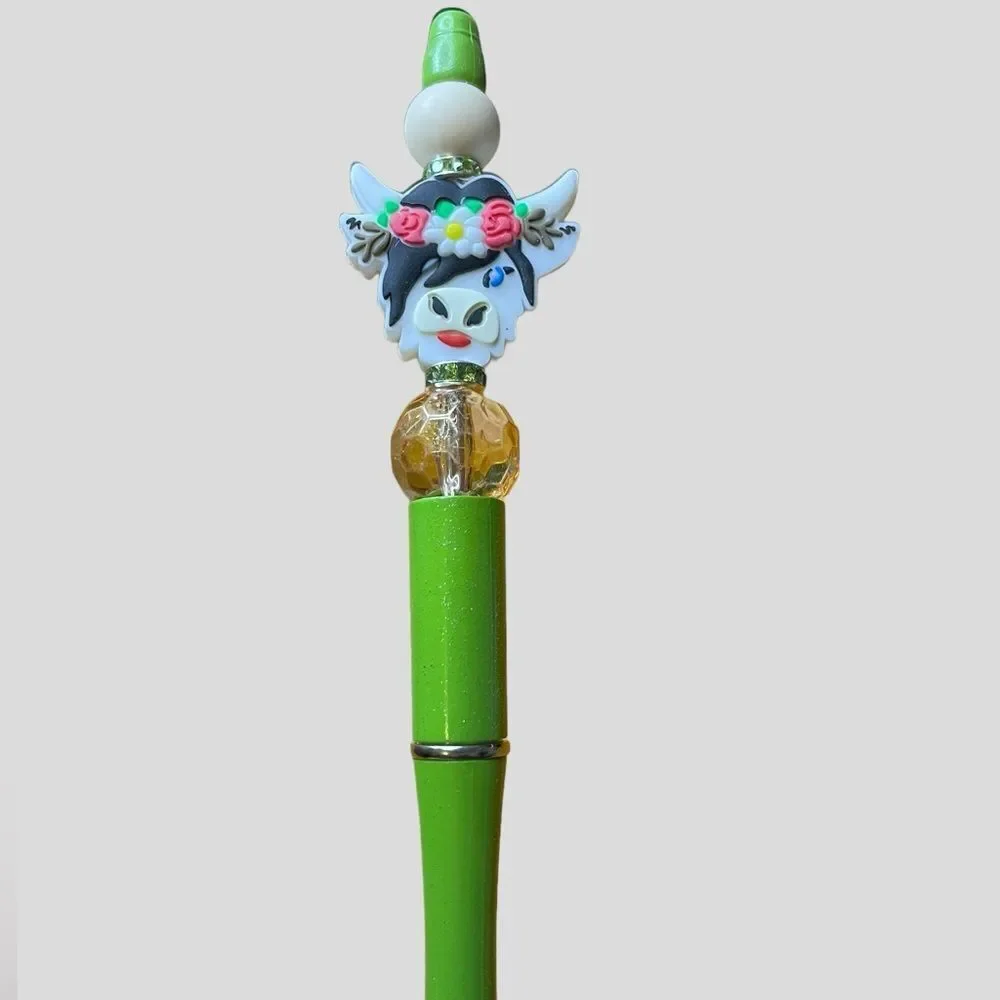 Beadable Pen Highland Cow Rhinestone Sparkle NEW